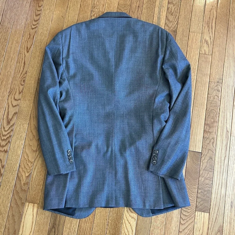 Polo‎ Ralph Lauren Blazer Men 42L Grey Virgin Wool Tuxedo Suit Made In Italy